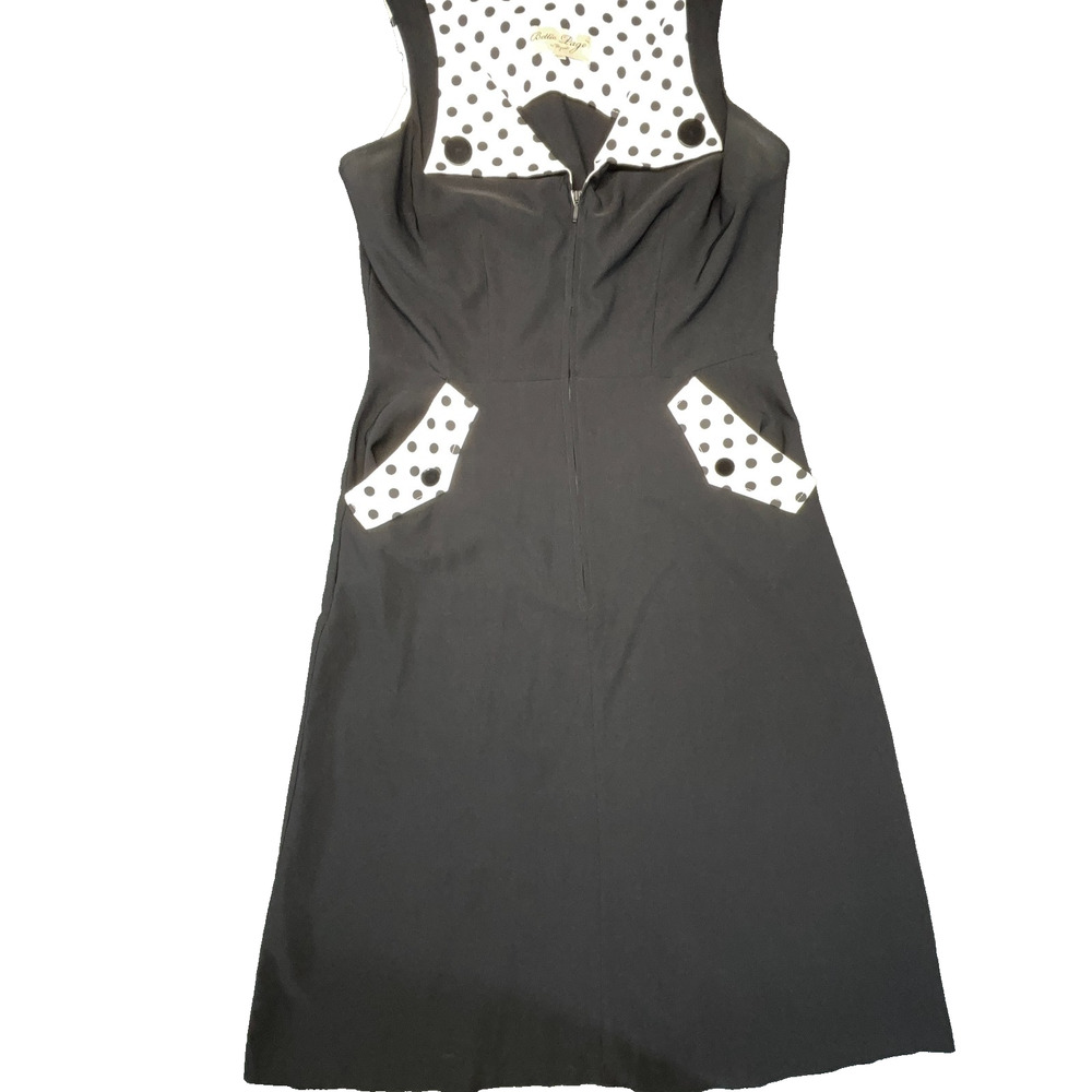 Bettie Page by Tatyana Polka Dot Wiggle Dress Women's 3XL Black White Pinup
